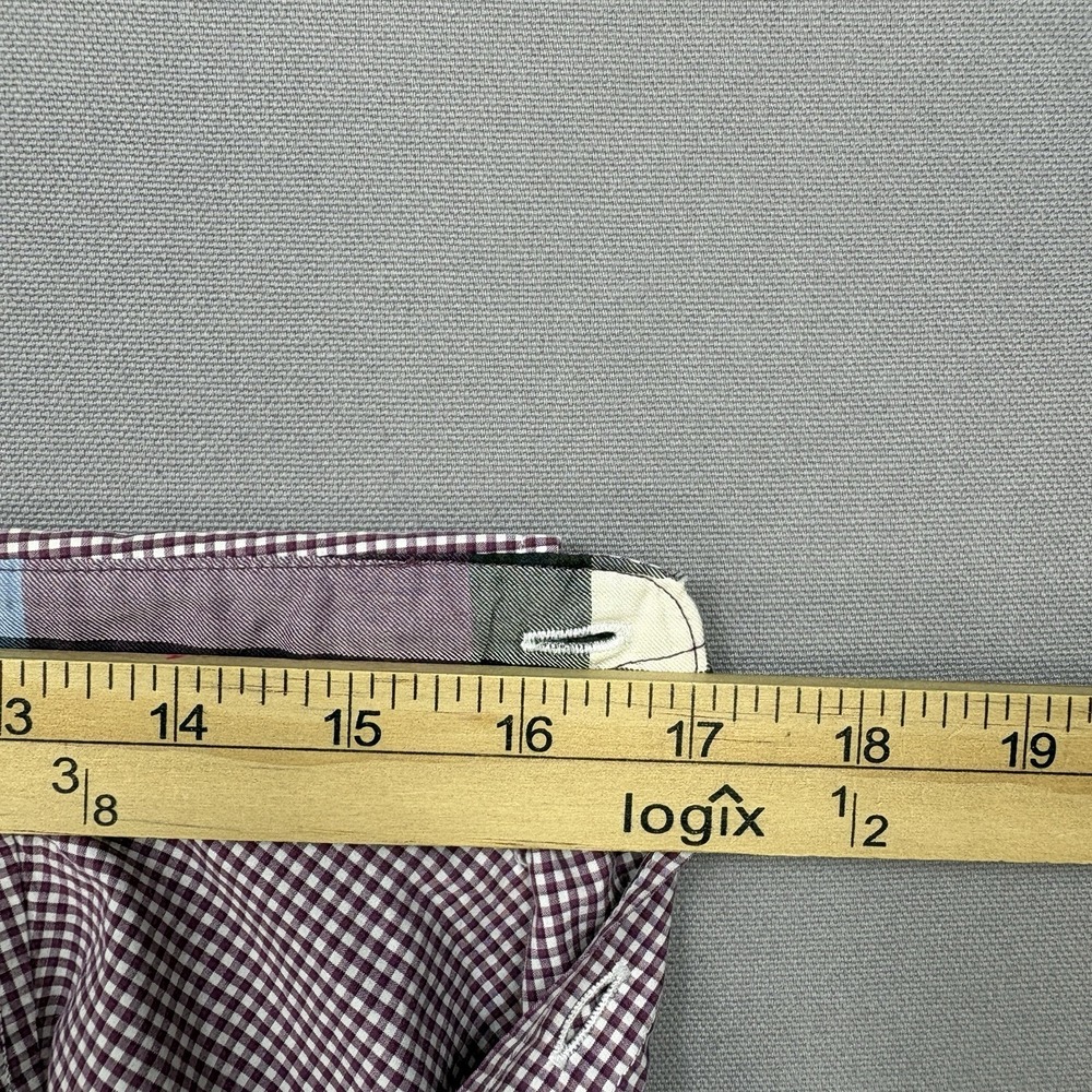 Burberry Brit Button Down Shirt Mens XL Burgundy Gingham Embroidered Logo Pocket - Picture 16 of 16